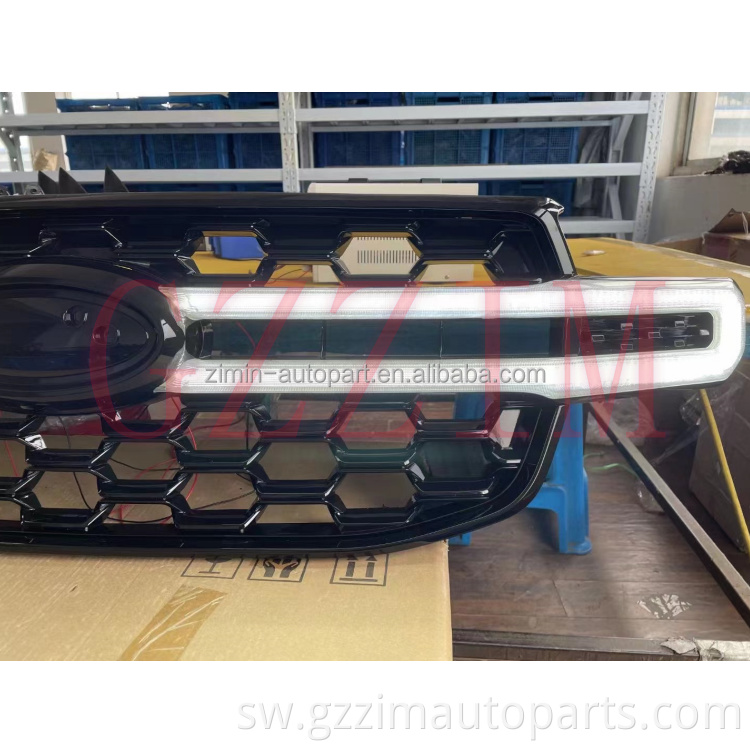 Sehemu za gari grille abs grille ya mbele ya plastiki kwa anuwai r 2022 t9 na LED